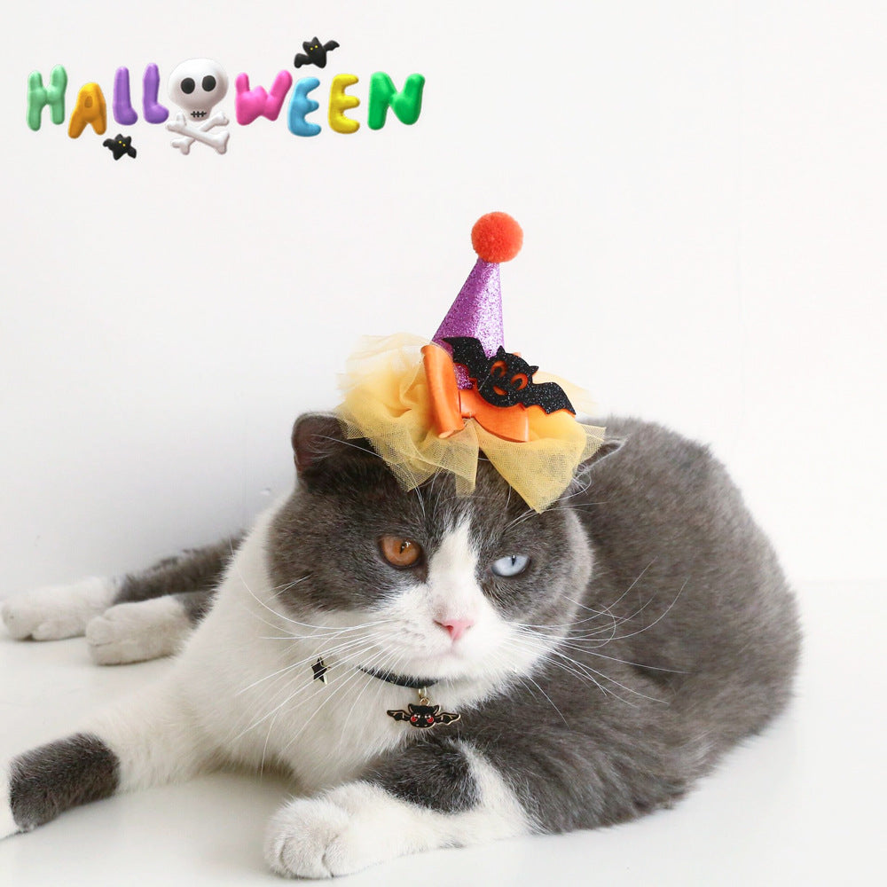 Wholesale Pet Cat Dog Rabbit  Sequins Lace Solid Hat Bat Bow Collar Headwear